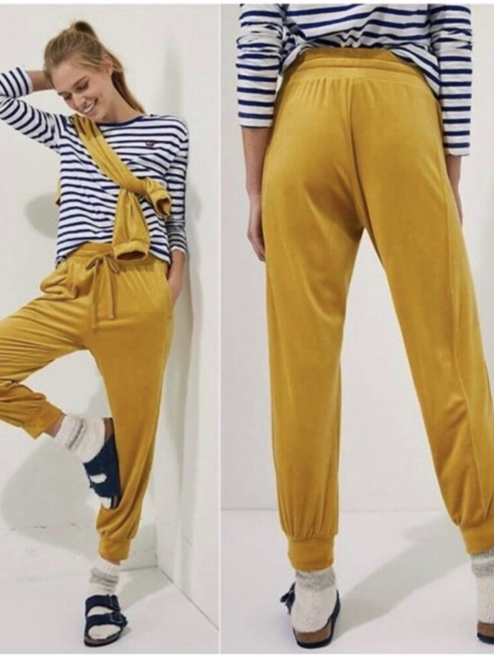 ANTHROPOLOGIE Saturday/Sunday olive green velour jogger pants size XS